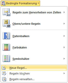 Menü: Bedingte Formatierung