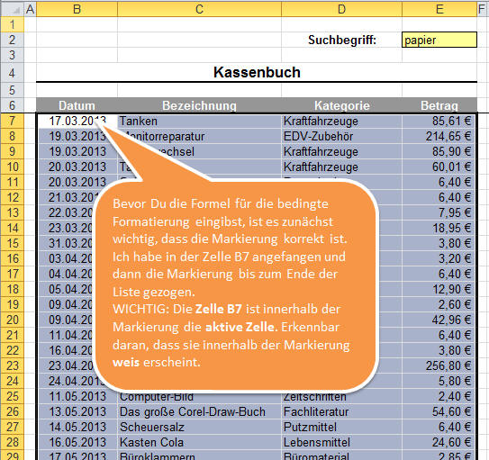 so wird markiert 