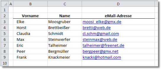 Datenquelle in Excel