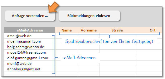 Excellisten noch ohne Daten