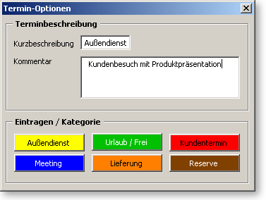Dialog Termin eintragen